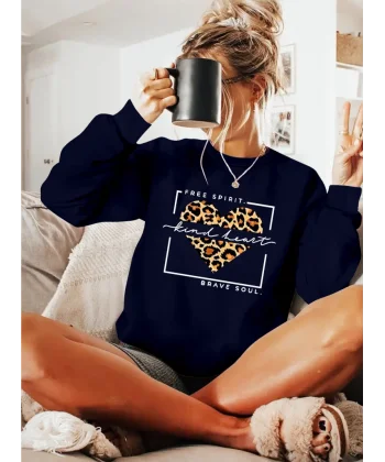 Kadın Uzun Kollu Bisiklet Yaka Desenli Viskon Iki Iplik Bluz