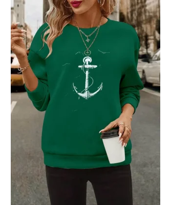 Kadın Uzun Kollu Bisiklet Yaka Desenli Viskon Iki Iplik Bluz