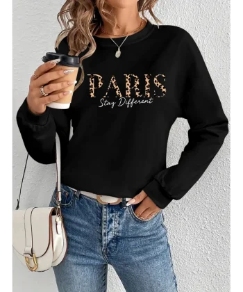 Kadın Uzun Kollu Bisiklet Yaka Desenli Viskon Iki Iplik Bluz