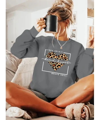 Kadın Uzun Kollu Bisiklet Yaka Desenli Viskon Iki Iplik Bluz