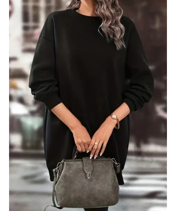 Kadın Uzun Kollu Bisiklet Yaka Iki Iplik Elbise