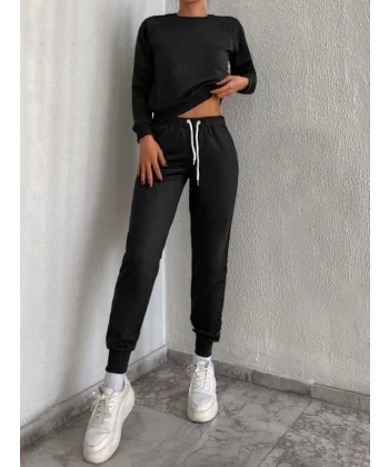 Kadın Uzun Kollu Bisiklet Yaka Iki Iplik Takım