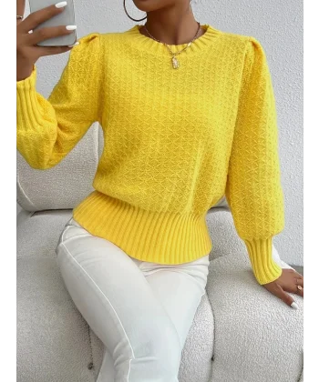 Kadın Uzun Kollu Bisiklet Yaka Triko Bluz