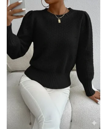 Kadın Uzun Kollu Bisiklet Yaka Triko Bluz