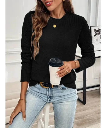 Kadın Uzun Kollu Bisiklet Yaka Triko Bluz