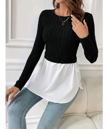 Kadın Uzun Kollu Bisiklet Yaka üst Kalın Fitilli Kaşkorse Alt Spor Likra Bluz