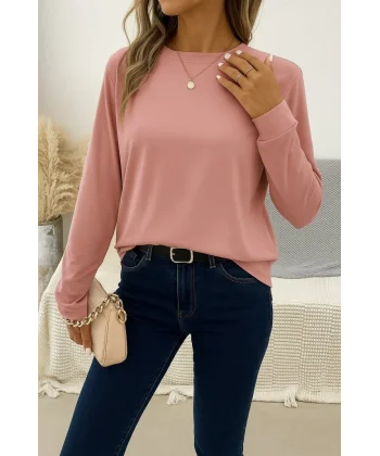 Kadın Uzun Kollu Bisiklet Yaka Viskon Bluz