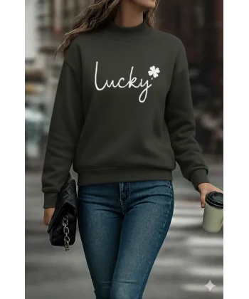 Kadın Uzun Kollu Bisiklet Yaka Viskon Iki Iplik Bluz