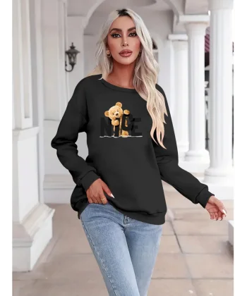 Kadın Uzun Kollu Bisiklet Yaka Viskon Iki Iplik Bluz