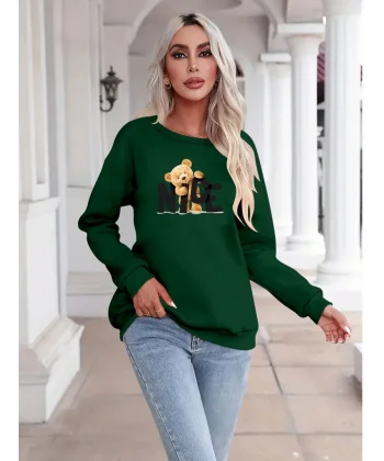 Kadın Uzun Kollu Bisiklet Yaka Viskon Iki Iplik Bluz