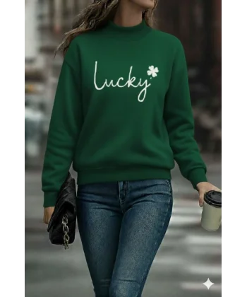 Kadın Uzun Kollu Bisiklet Yaka Viskon Iki Iplik Bluz