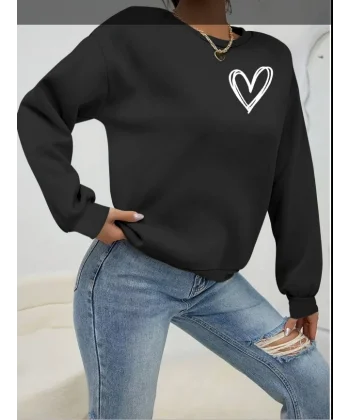 Kadın Uzun Kollu Bisiklet Yaka Viskon Iki Iplik Bluz