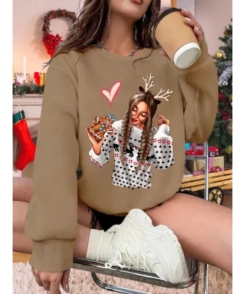 Kadın Uzun Kollu Bisiklet Yaka Viskon Iki Iplik Bluz