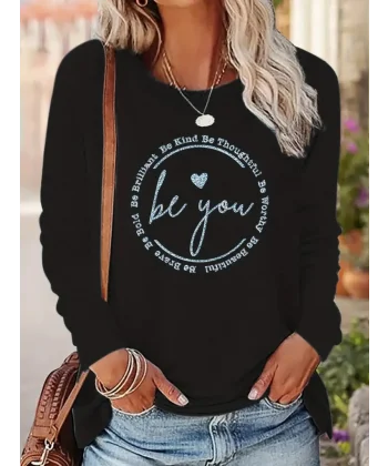 Kadın Uzun Kollu Bisiklet Yakabe Youdesenli Viskon Bluz