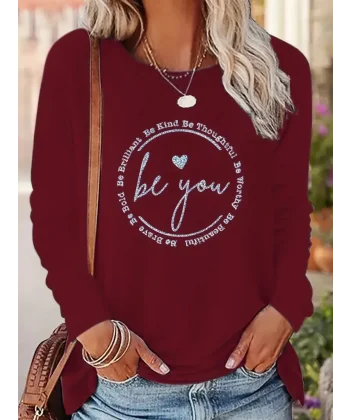 Kadın Uzun Kollu Bisiklet Yakabe Youdesenli Viskon Bluz