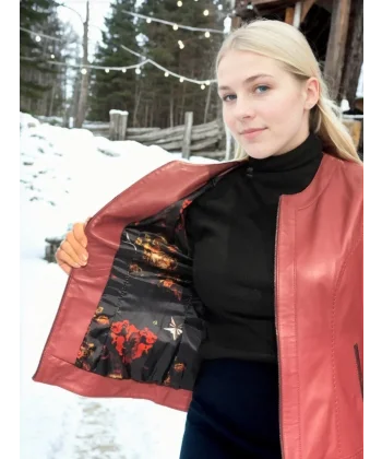 Kadın Uzun Kollu Deri Ceket - Bordo