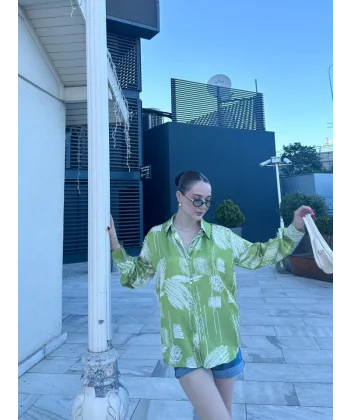 Kadın Uzun Kollu Dijital Baskılı alaş aten Gömlek