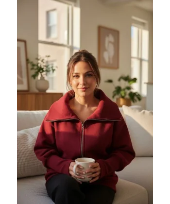 Kadın Uzun Kollu Fermuar Detay Sweat Shirt