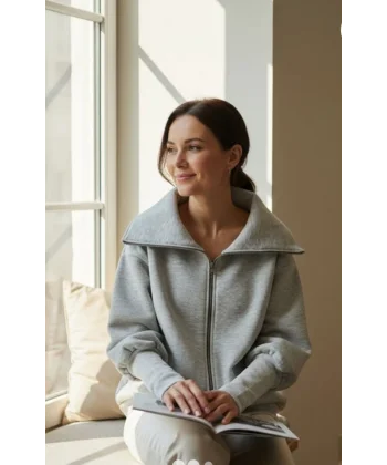 Kadın Uzun Kollu Fermuar Detay Sweat Shirt