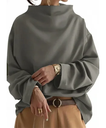 Kadın Uzun Kollu Geniş Balıkçı Yaka Modal Bluz