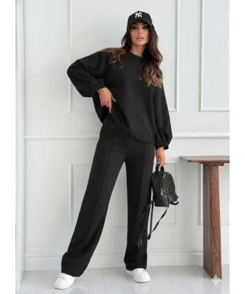 Kadın Uzun Kollu Geniş Kesim Modal Bluz Ve Pantolon Ikili Takım