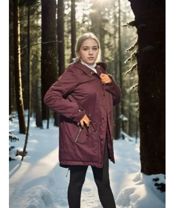 Kadın Uzun Kollu Hakiki Deri Ceket - Bordo