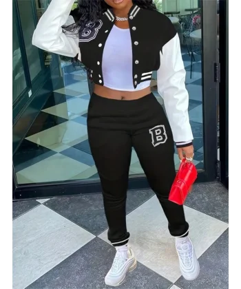 Kadın Uzun Kollu Hakim Yaka önden Düğmeli Ceket Pantolon şardonlu Iki Iplik Ikili Takım