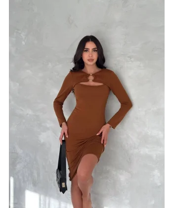 Kadın Uzun Kollu Halka Ve Pencere Dekolte Detay Fırsat ürün idi Boy Elbise