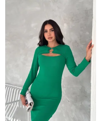 Kadın Uzun Kollu Halka Ve Pencere Dekolte Detay Fırsat ürün idi Boy Elbise