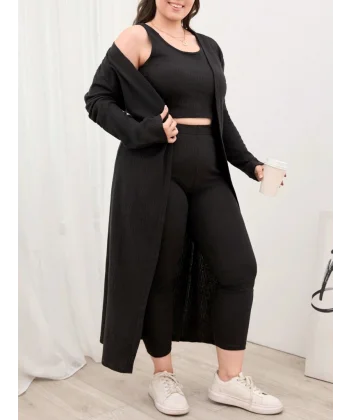 Kadın Uzun Kollu Hırka Atlet Ve Eşofman Yün Viskon üçlü Takım