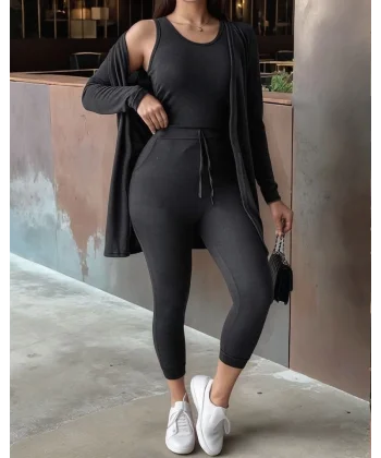 Kadın Uzun Kollu Hırka Atlet Ve Eşofman Yün Viskon üçlü Takım