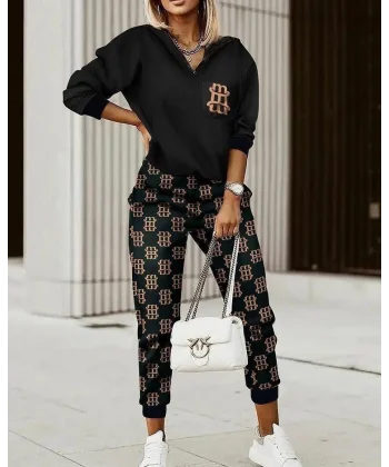 Kadın Uzun Kollu Iki Iplik Kumaş Fermuar Ve Cep Detay Kapüşonlu Ikili Takım