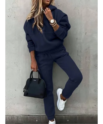 Kadın Uzun Kollu Kapşonlu Alt Ve üst Iki Iplik şardonlu Eşofman Takım