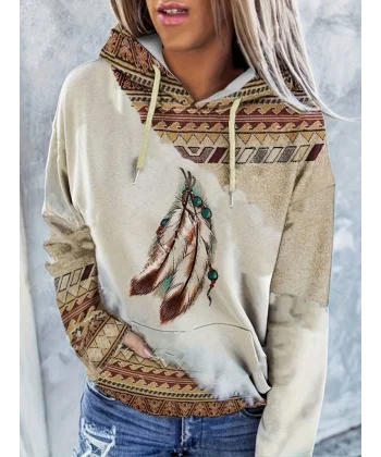 Kadın Uzun Kollu Kapşonlu Bağcıklı şardonlu Dalgıç Bluz