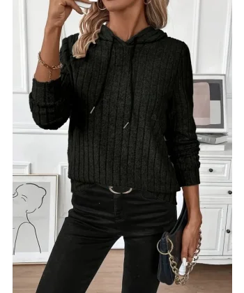 Kadın Uzun Kollu Kapşonlu Bağcıklı şardonlu Kaşkorse Bluz