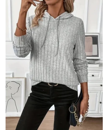 Kadın Uzun Kollu Kapşonlu Bağcıklı şardonlu Kaşkorse Bluz