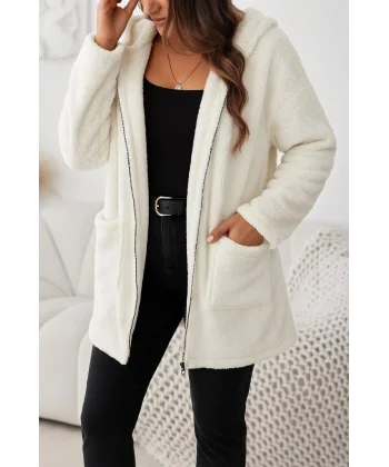 Kadın Uzun Kollu Kapşonlu önden Fermuarlı Cepli Welsoft Ceket