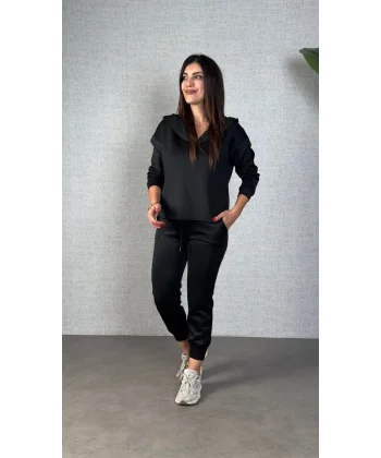 Kadın Uzun Kollu Kapüşonlu Ikili Takım