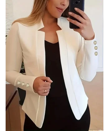 Kadın Uzun Kollu Kol Düğme Detay Ithal Krep Ceket