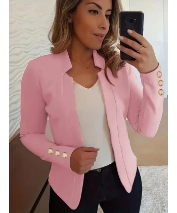 Kadın Uzun Kollu Kol Düğme Detay Ithal Krep Ceket