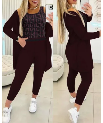 Kadın Uzun Kollu Krep üçlü Takım