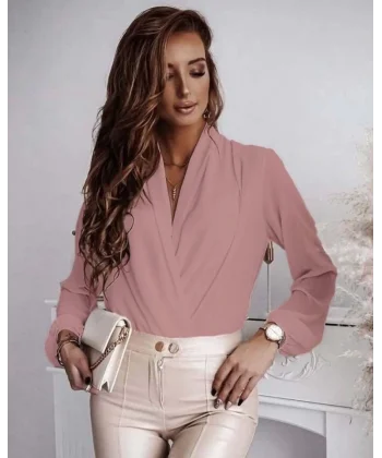 Kadın Uzun Kollu Kruvaze Yaka Sandy Bluz