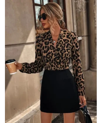 Kadın Uzun Kollu Kruvaze Yakalı üst Dalgıç Alt Ithal Krep Mini Elbise