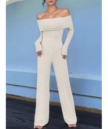 Kadın Uzun Kollu Madonna Yaka şardonlu Kaşkorse Tulum