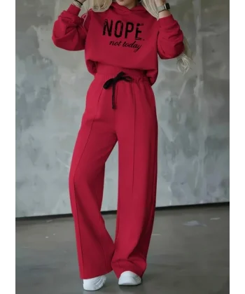 Kadın Uzun Kollu Nope Baskılı Beli Ribanalı Ikili Takım