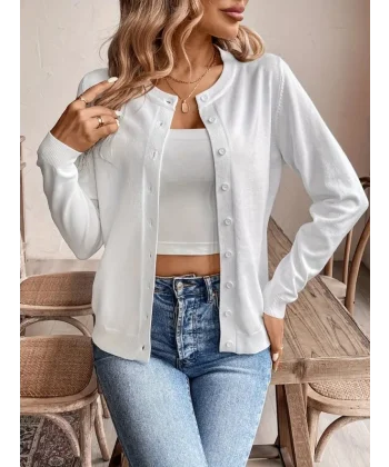 Kadın Uzun Kollu önden Düğmeli Triko Ceket