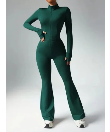 Kadın Uzun Kollu önden Fermuarlı Kısa Dalgıç Bluz Ve Pantolon Ikili Takım