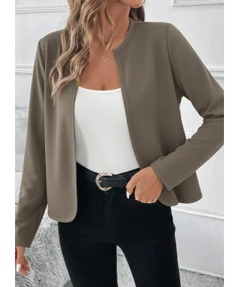 Kadın Uzun Kollu önü Açık Dalgıç Kısa Vizon Ceket