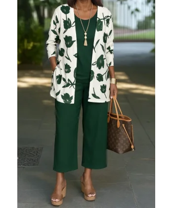 Kadın Uzun Kollu önü Açık Modal Ceket Kolsuz Viskon Iki Iplik Bluz Ve Pantolon üçlü Takım