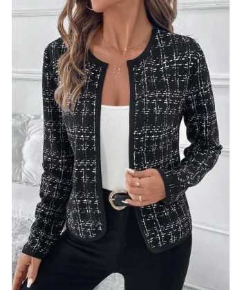 Kadın Uzun Kollu önü Açık şanel Kısa Ceket